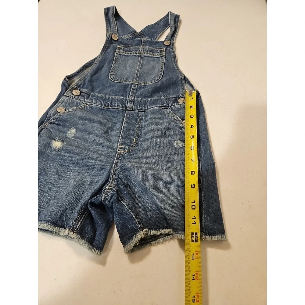 Gap Overall Shorts Girls Medium‎ 6-8Distressed Denim Jeans Shorts (A1290